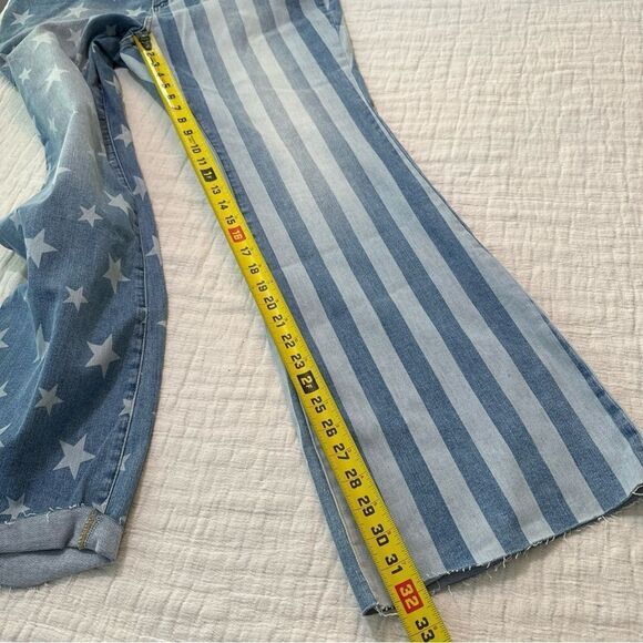 New Judy Blue High Rise Medium Wash Stars And Stripes Flare Jeans Size 16W - Picture 9 of 14